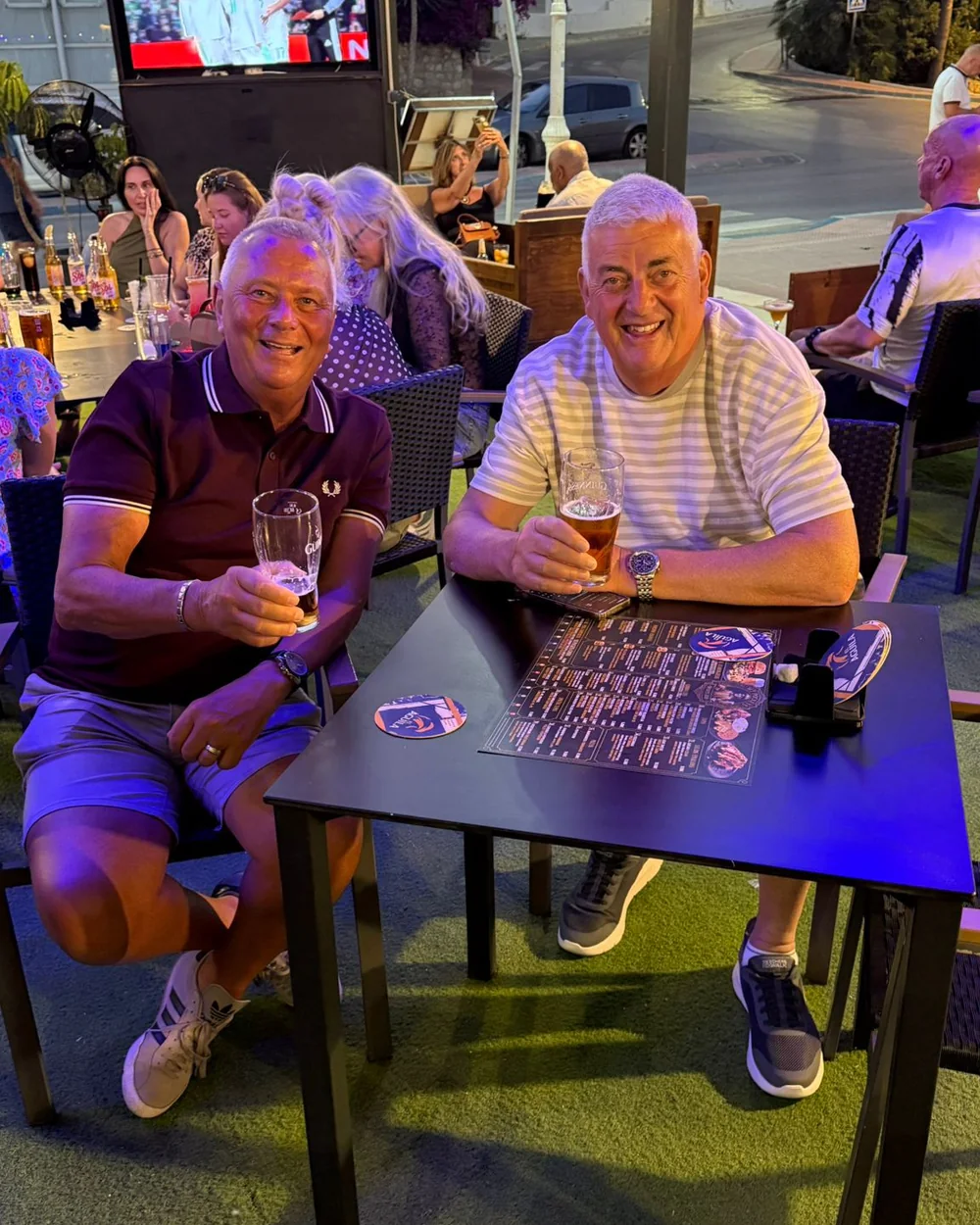 Enjoying a pint of Guinness at MT Pockets sports bar, Benalmádena